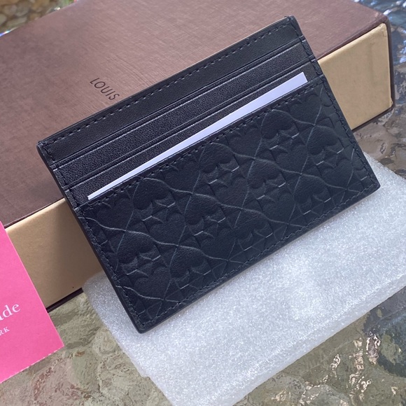 Kate Spade Black Embossed Spade Cardholder Wallet - Picture 5 of 16